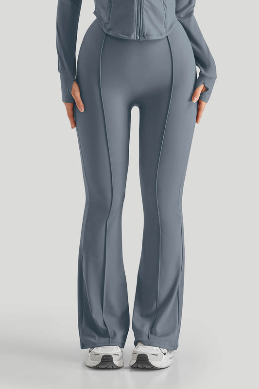 High Waisted Slim Fit Flare Leg Pants