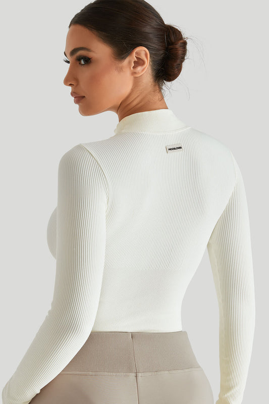 Threaded High Neck Long Sleeves Bodysuit