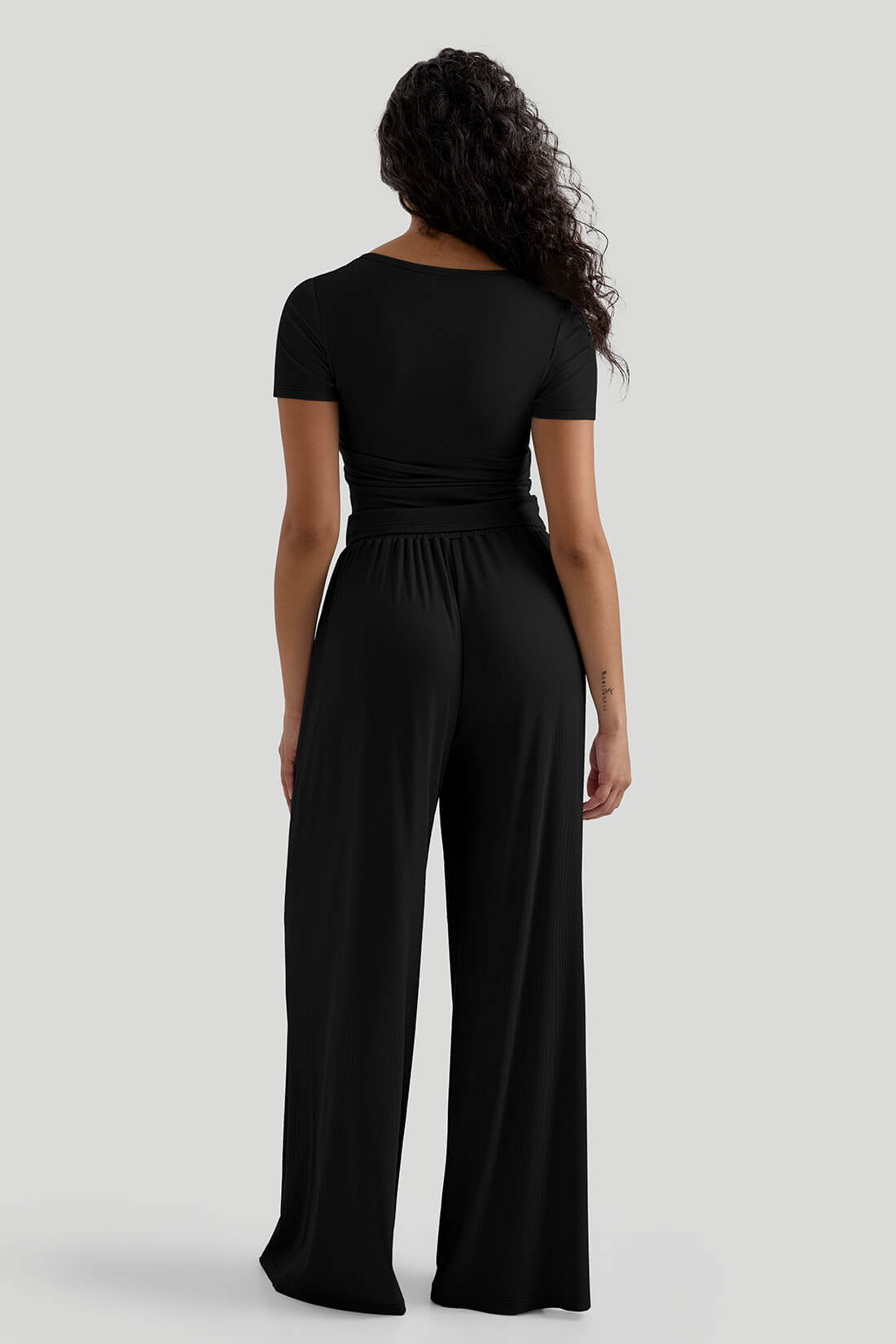 Soft Ribbed Wide Leg Pants