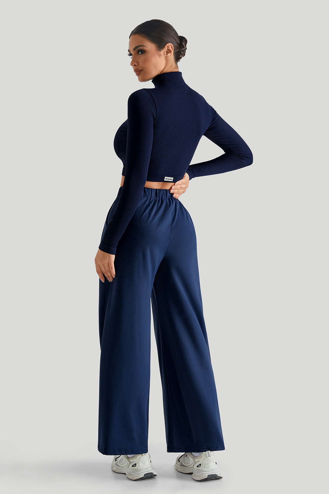 High Neck Top Match Wide Leg Pants