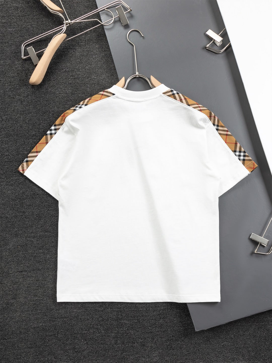 250218 New classic plaid patchwork T-shirts