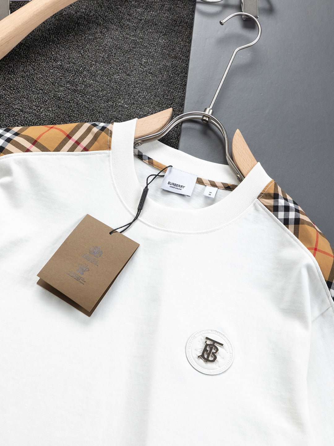 250218 New classic plaid patchwork T-shirts