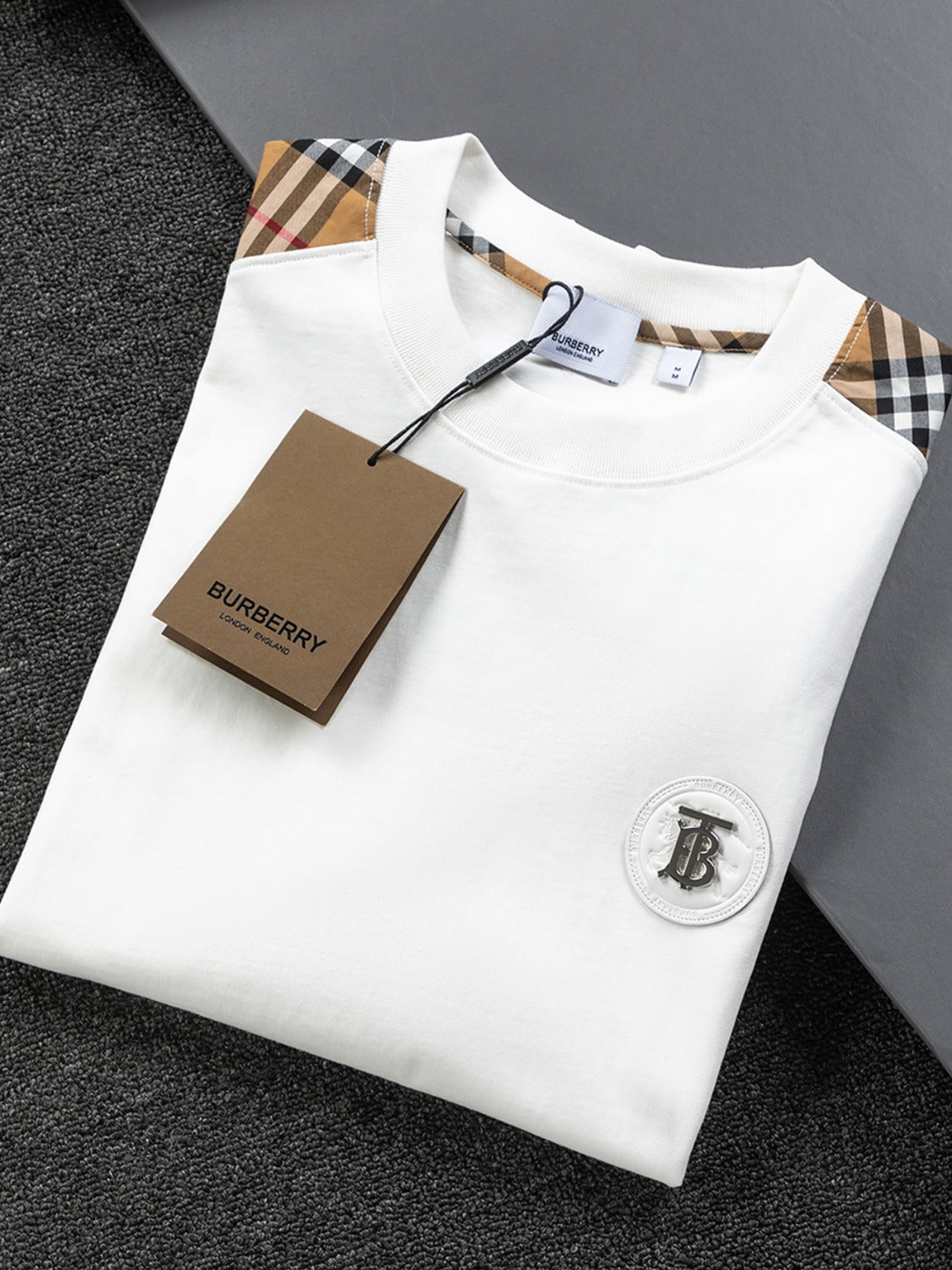 250218 New classic plaid patchwork T-shirts