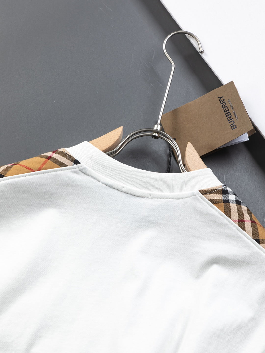 250218 New classic plaid patchwork T-shirts