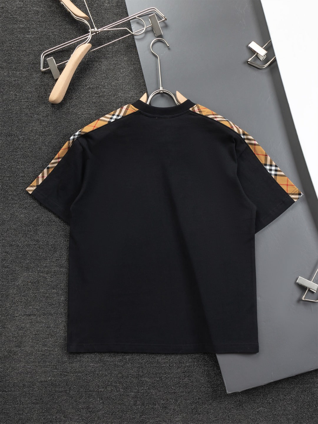 250218 New classic plaid patchwork T-shirts