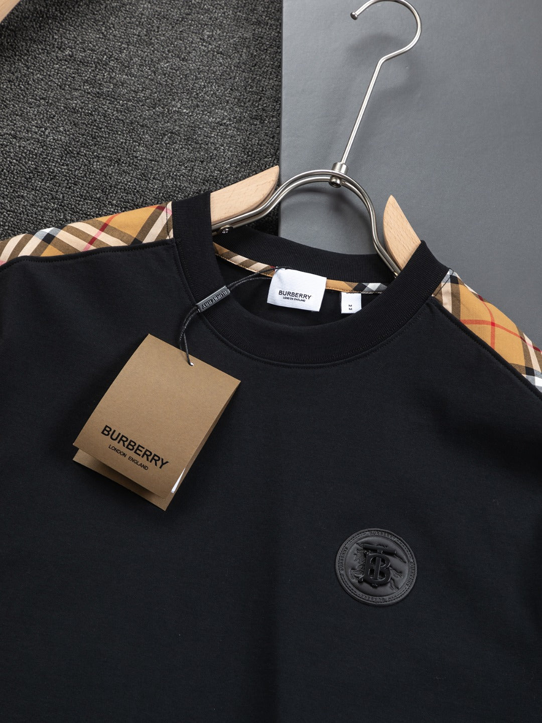 250218 New classic plaid patchwork T-shirts