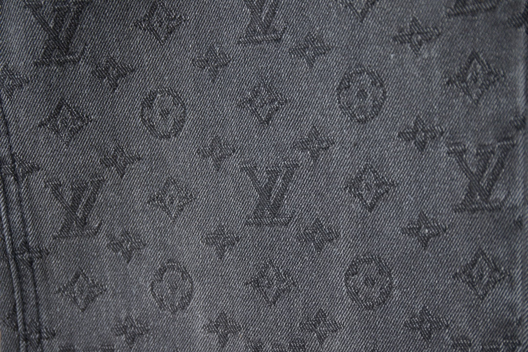 250729 New heavy-duty jacquard spray-painted denim trousers