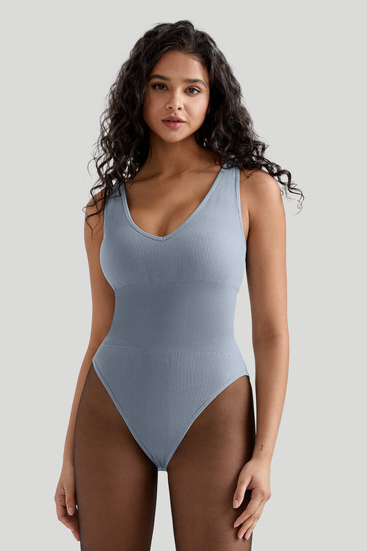 V Neck Tummy Control Seamless Bodysuit