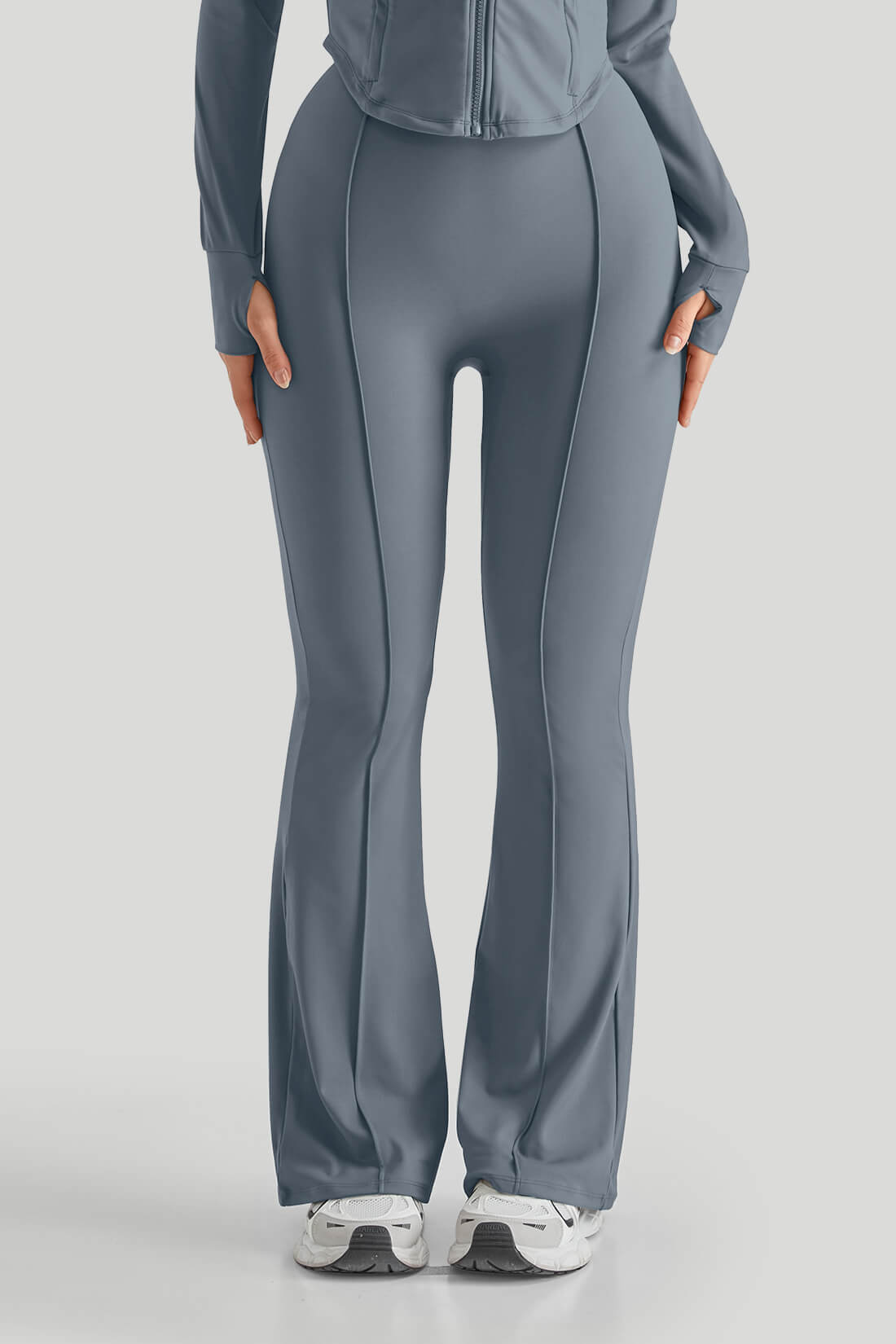 High Waisted Slim Fit Flare Leg Pants