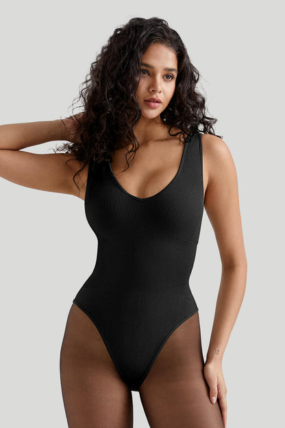 V Neck Tummy Control Seamless Bodysuit