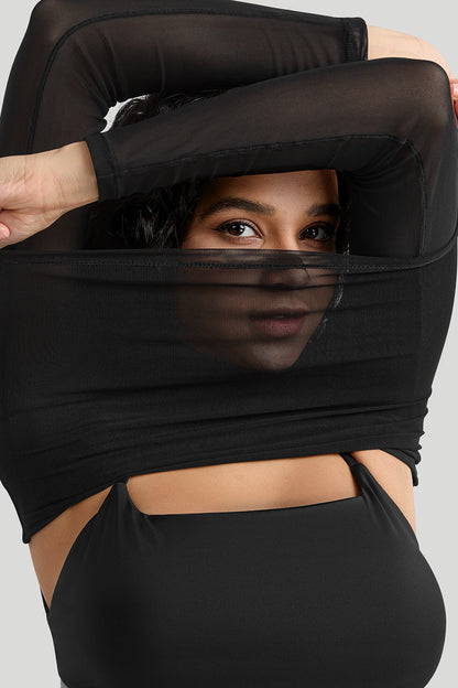 Mesh Long Sleeves Sexy Top