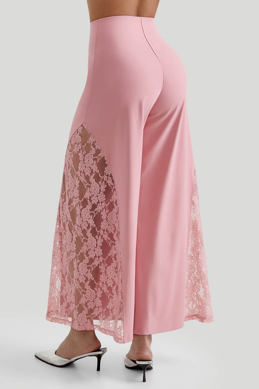 Lace Wide Leg Pants With Built In Shapewear