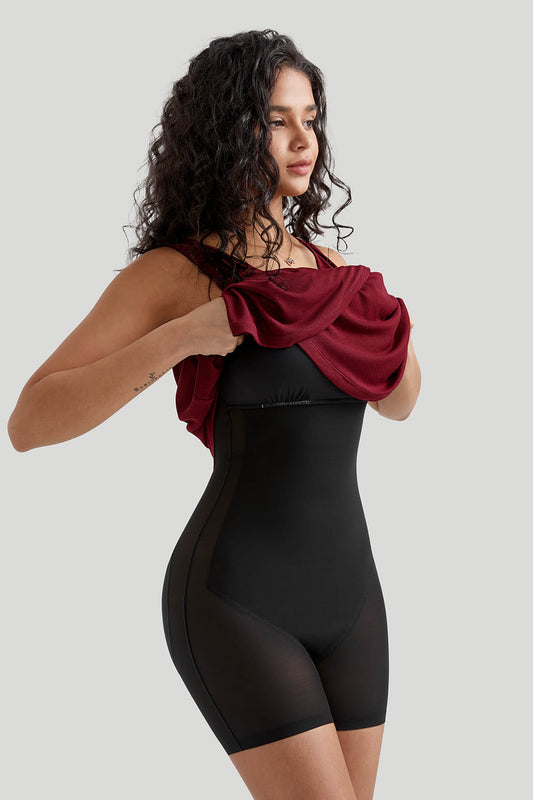 Wrap Style Bodycon Dress With Built In Shapewear