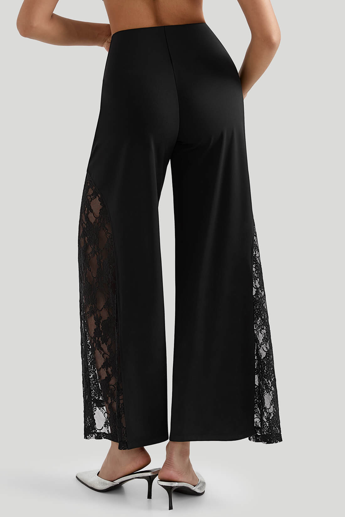 Lace Wide Leg Pants With Built In Shapewear