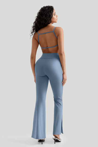 Flared Leg slit Legging With Built In Shapewear
