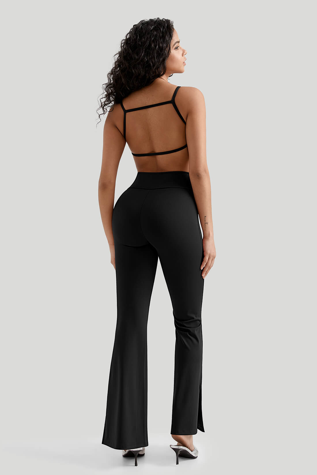 Flared Leg slit Legging With Built In Shapewear