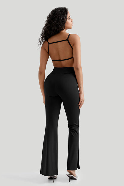 Flared Leg slit Legging With Built In Shapewear
