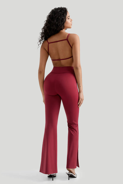 Flared Leg slit Legging With Built In Shapewear