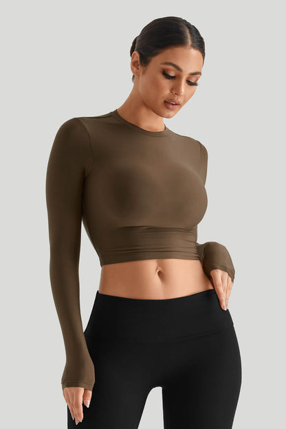 Round Neck Top Match Folded Waist Leggings