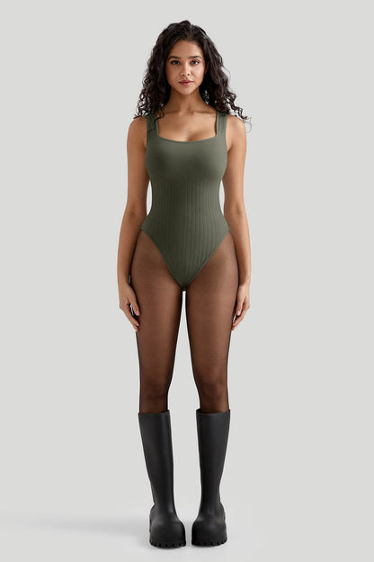 Ribbed Tummy Control Bodysuit