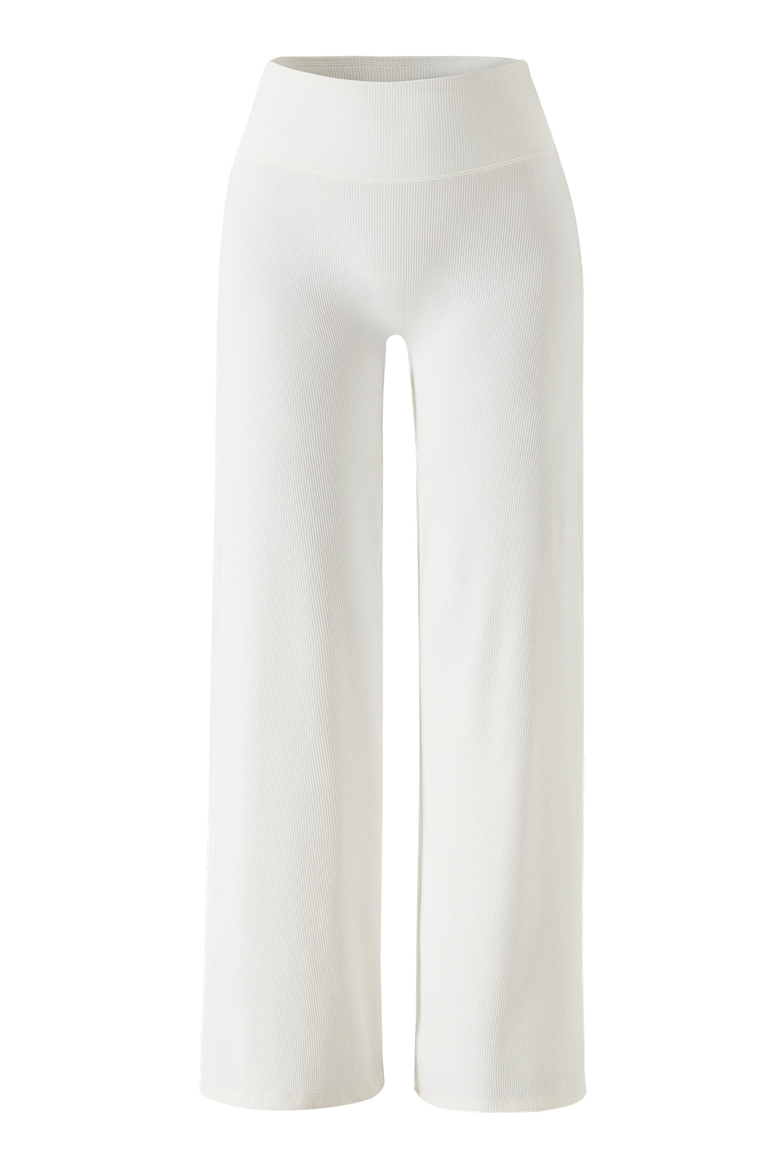 Micro Ribbed Solid Color Wide Leg Pants