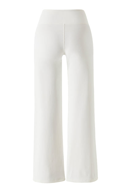 Micro Ribbed Solid Color Wide Leg Pants