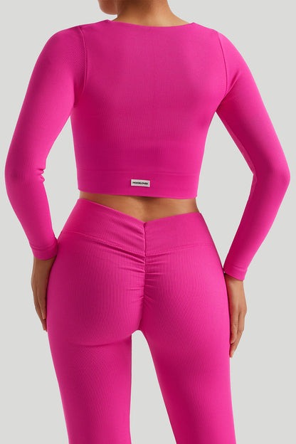 Chest Pleated Long Sleeves Top