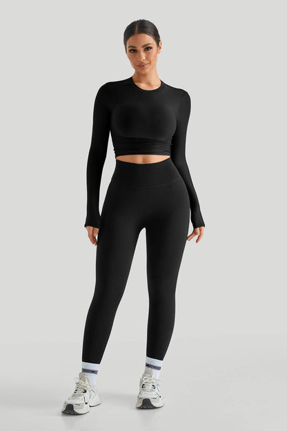 Round Neck Long Sleeves Set Match Legging