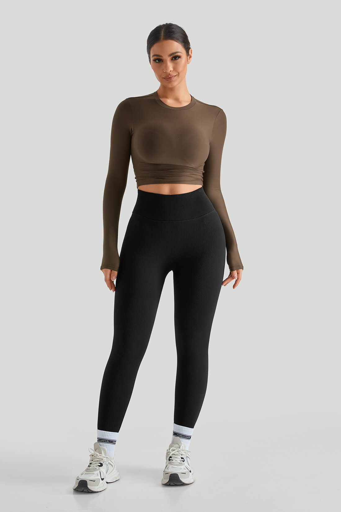 Round Neck Long Sleeves Set Match Legging
