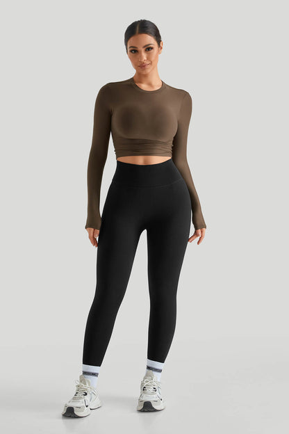 Round Neck Long Sleeves Set Match Legging