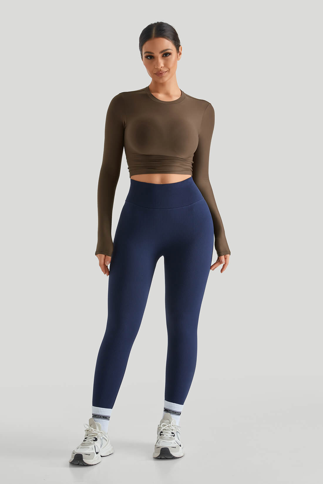 Round Neck Long Sleeves Set Match Legging