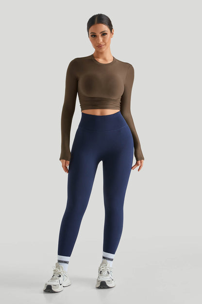 Round Neck Long Sleeves Set Match Legging