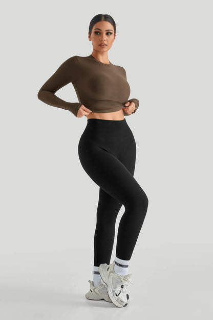 Round Neck Long Sleeves Set Match Legging