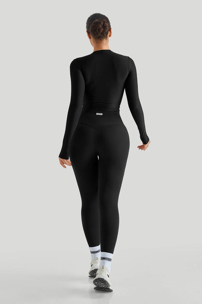 Round Neck Long Sleeves Set Match Legging
