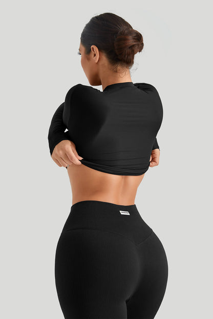 Round Neck Long Sleeves Set Match Legging