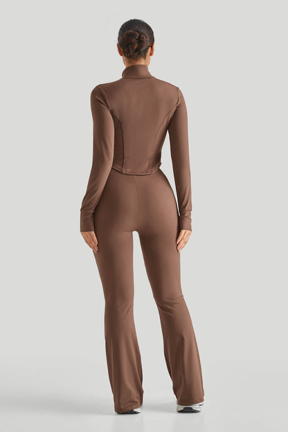 High Neck Slim Fit Flare Leg Casual Set