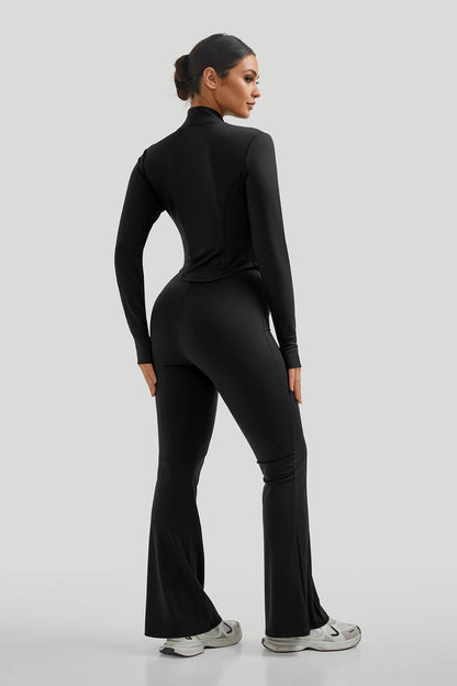 High Neck Slim Fit Flare Leg Casual Set