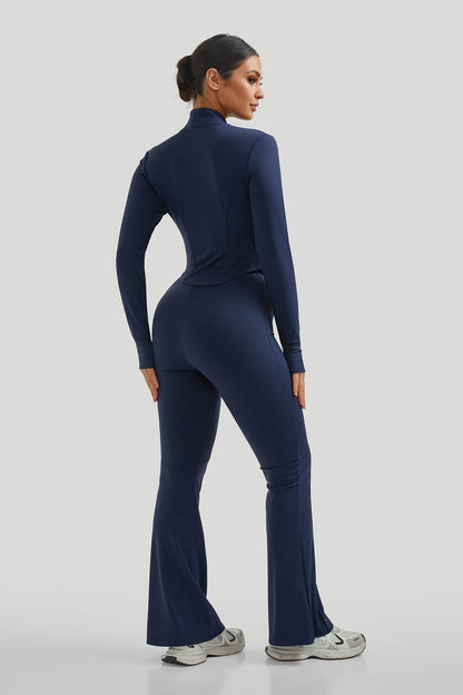 High Neck Slim Fit Flare Leg Casual Set