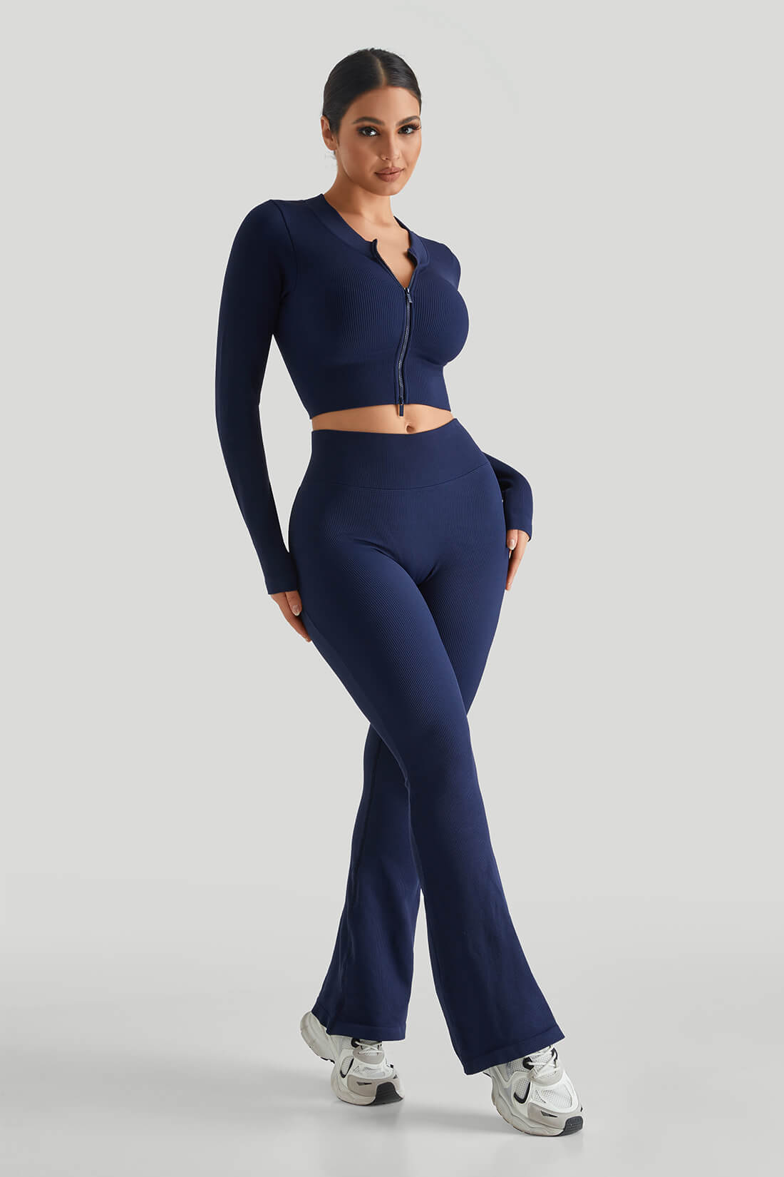 Ribbed Two-Way Zipper Yoga Set