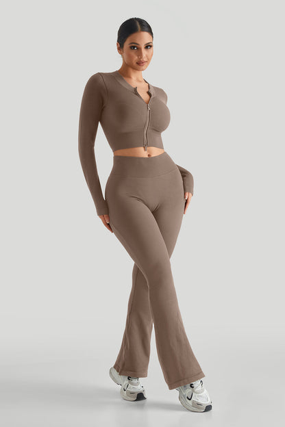 Ribbed Two-Way Zipper Yoga Set