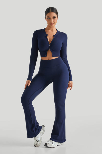 Ribbed Two-Way Zipper Yoga Set