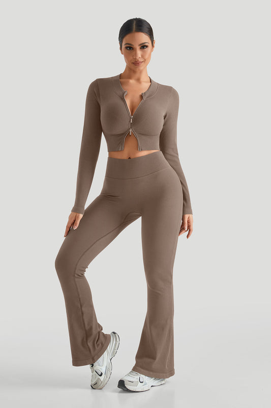 Ribbed Two-Way Zipper Yoga Set