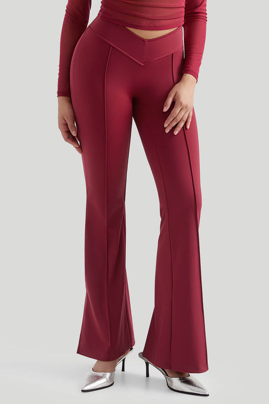 Flared Leg slit Legging With Built In Shapewear