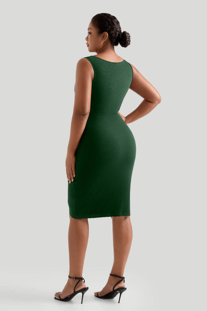 Wrap Style Bodycon Dress With Built In Shapewear