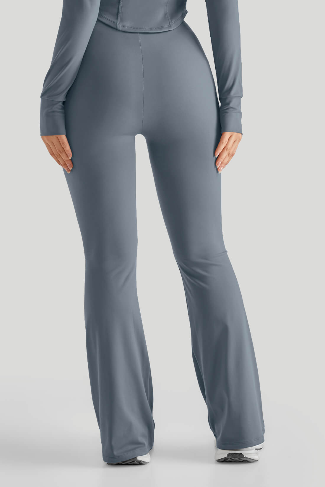 High Waisted Slim Fit Flare Leg Pants