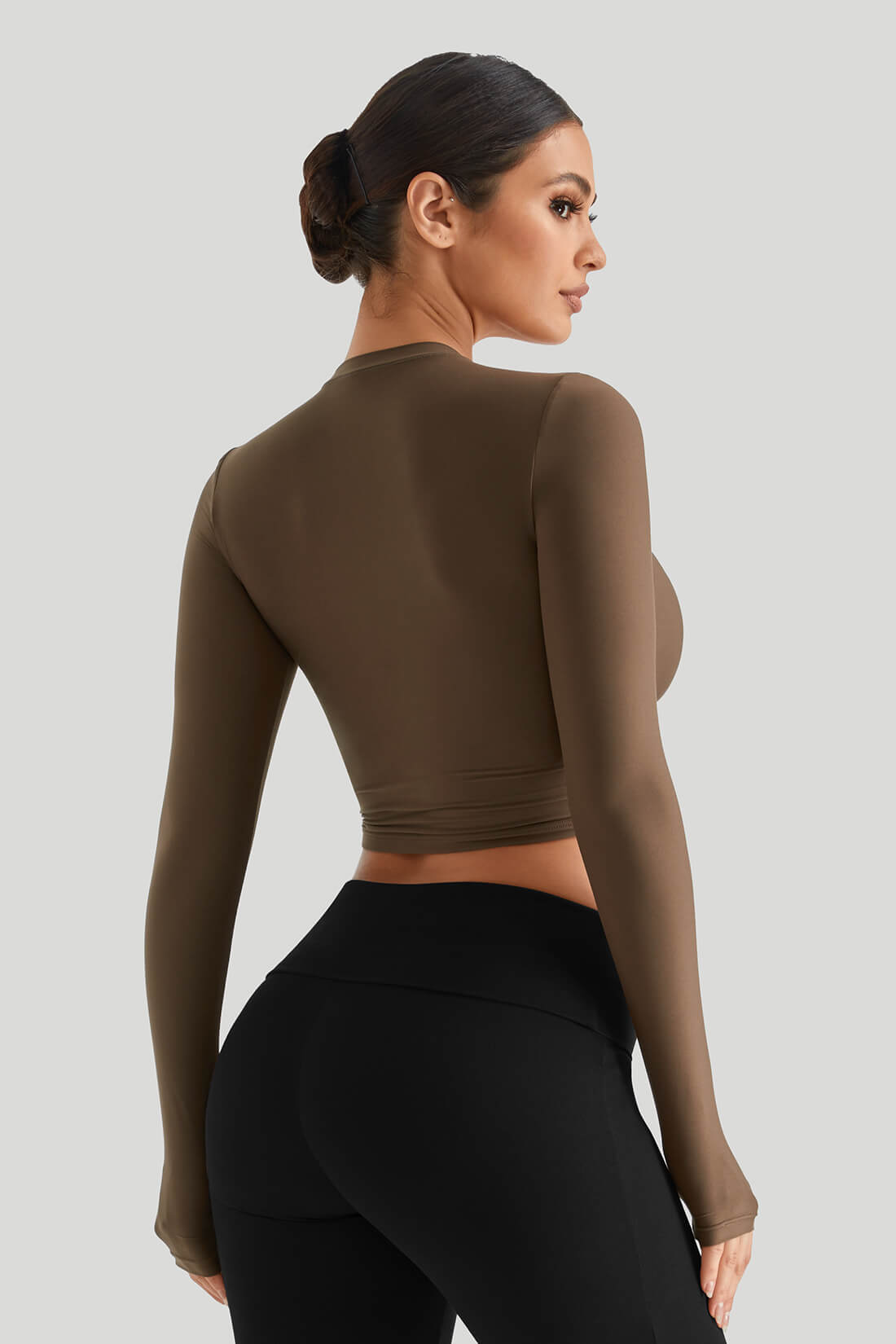 Round Neck Top Match Folded Waist Leggings