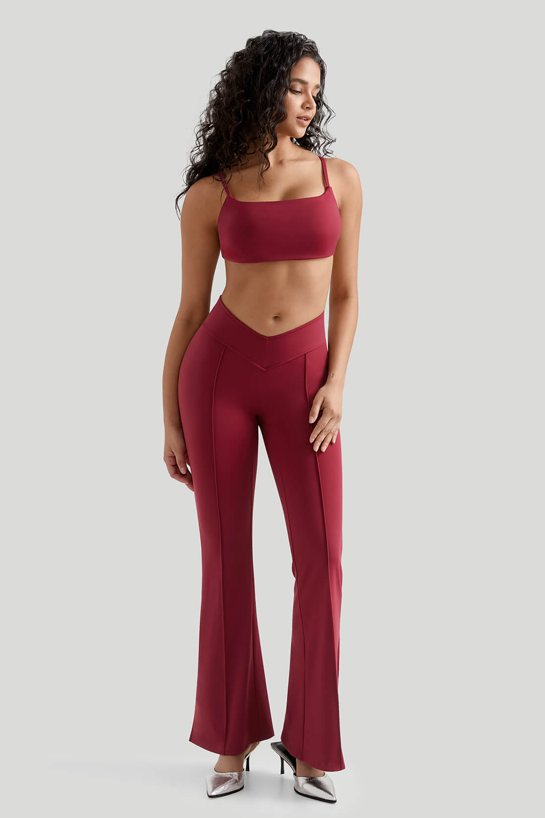 Flared Leg slit Legging With Built In Shapewear