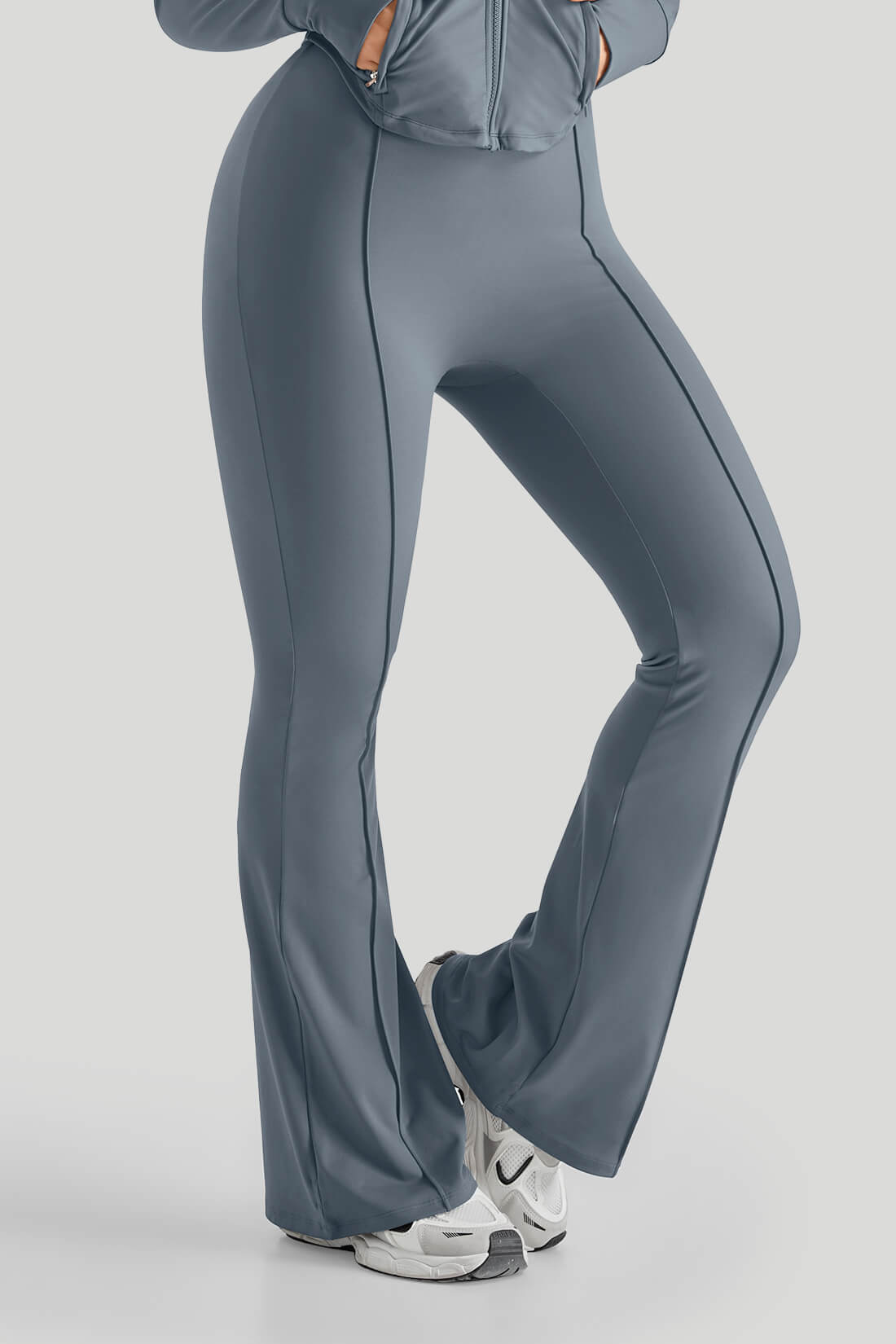 High Waisted Slim Fit Flare Leg Pants