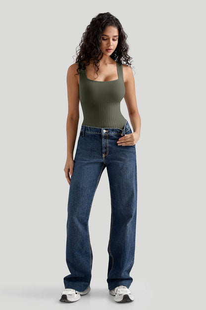 Ribbed Tummy Control Bodysuit