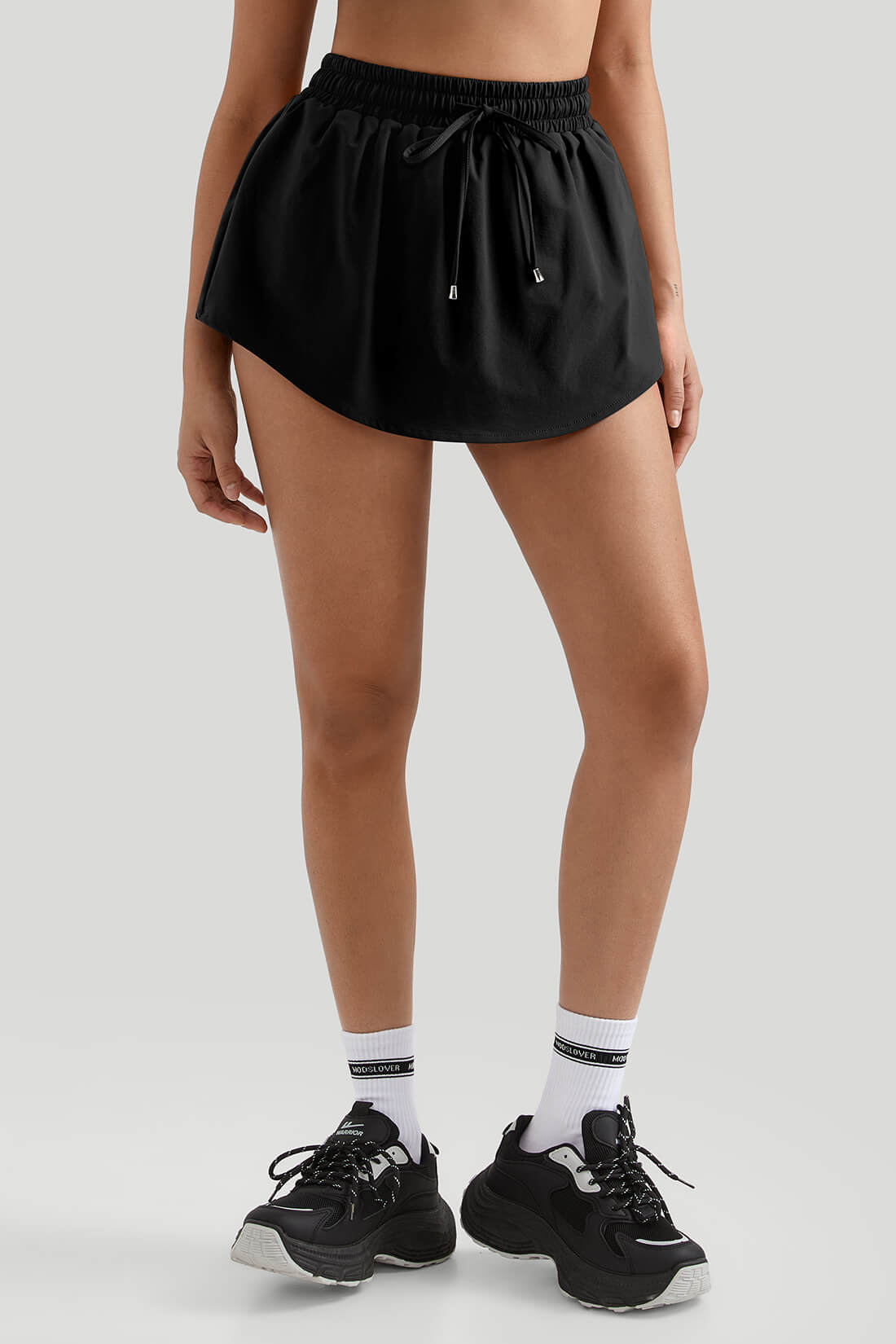 Drawstring Waist Double - Layer Skort